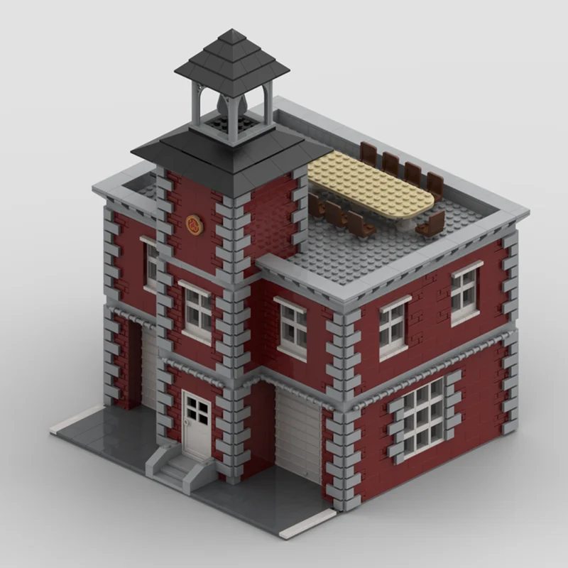 City Street View Moc Building Bricks Detached Fire Station Modular Model Technology Modular Blocks Christmas Set DIY Toy Gifts