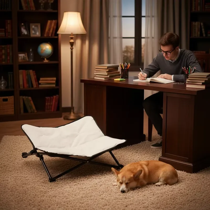 Soft Elevated Folding Dog Bed Steel Frame Pet Cot for Outdoor Indoor Use Portable Washable Puppy Cat Resting Mat Supplies