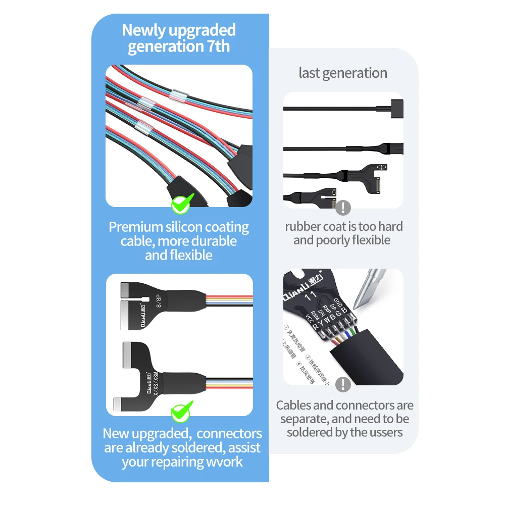 T iPower Pro Max Qianli Supply Test Cable DC Power Control Test Cable for iPhone 6G-14 Pro Max Battery Data Simulation Boot Line