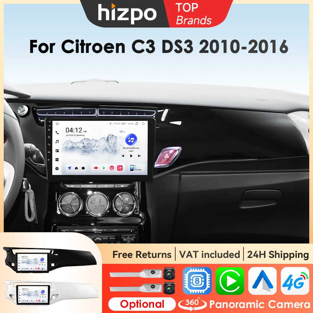 Hizpo Lettore Multimediale Per Auto Per Citroen C3 DS3 2010 - 2016 Navi GPS 4G Wireless CarPlay Sistemi Intelligenti Autoradio Schermo BT
