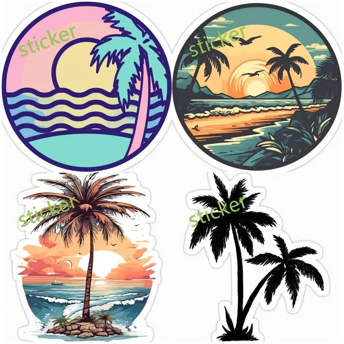 

Beach Palm Tree Personality Car-StickersVinyl Reflective Window Bumper Trunk Auto Mirror Motorcycle Decals Decoratio