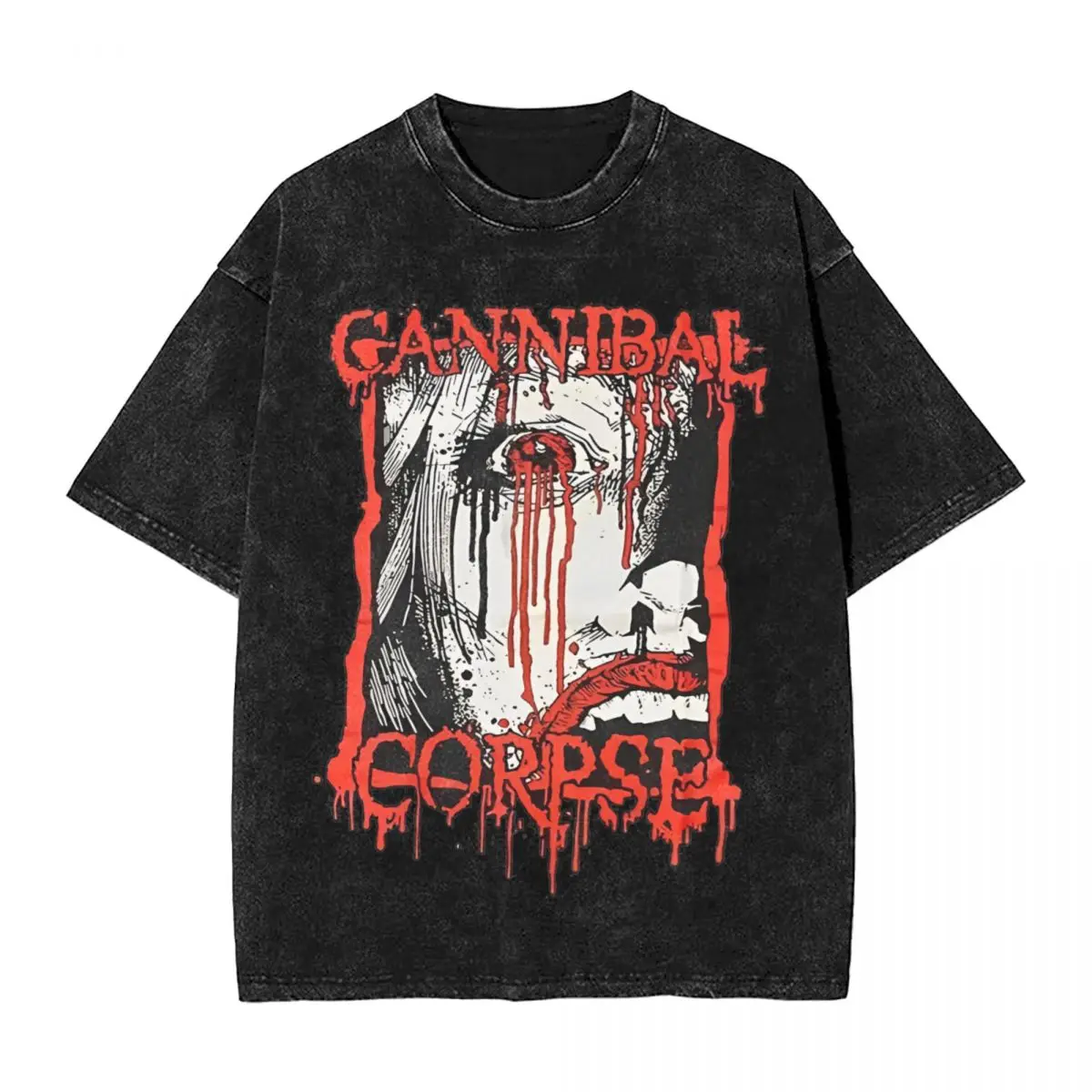 Washed T Shirt Cannibal Corpse Death Metal Music T-Shirts Harajuku Streetwear 100% Cotton Summer Tops Tee Shirt for Men Women