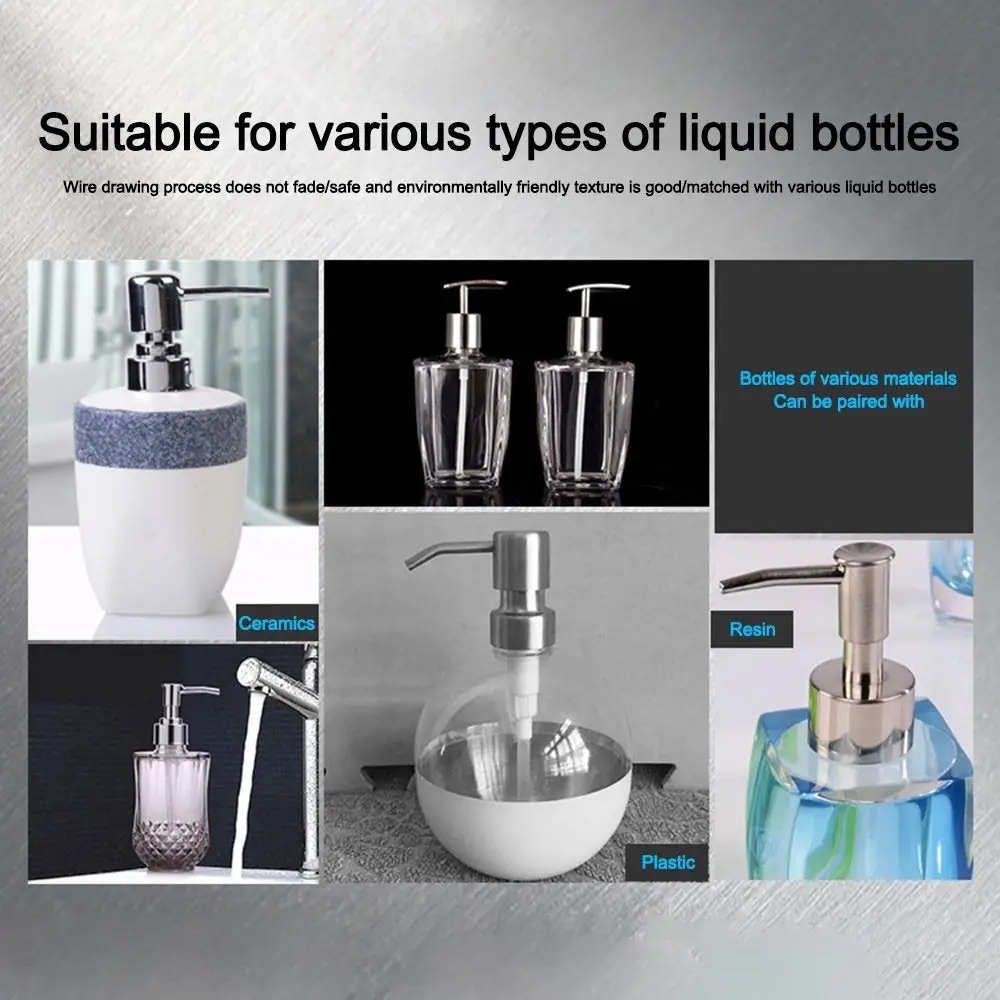 Durable Stainless Steel Soap Pump Head Reusable Replaceable Shampoo Pump Tube 28 Thread Liquid Lotion Dispenser Head