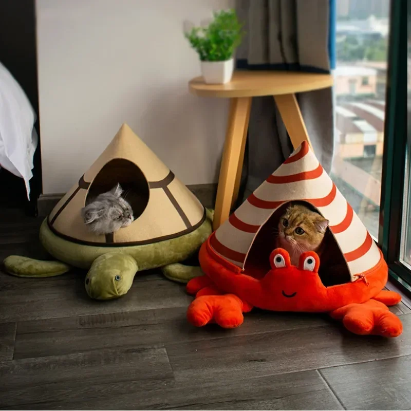 

Winter Pet Tent Cave Bed for Cats Small Dogs Self-Warming Cat Tent Bed Removable Nest Cat Hut Comfortable Pet Sleeping Bed