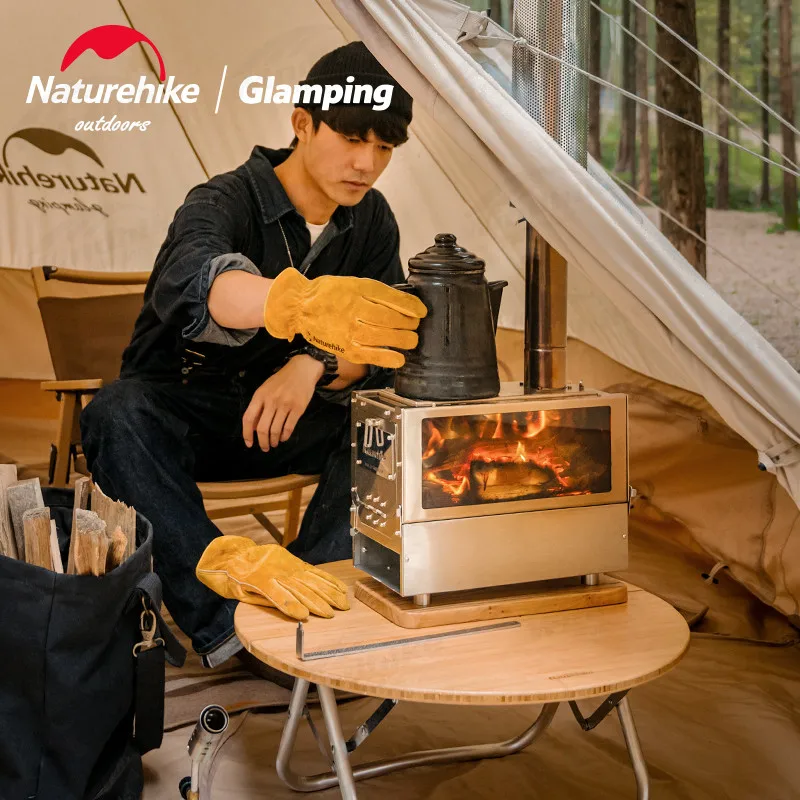 Naturehike Multifunctionele Brandhoutkachel Wintertent Verwarming Desktop Oven Afneembare Houtkachel Koken Met 1.8m Schoorsteenpijp