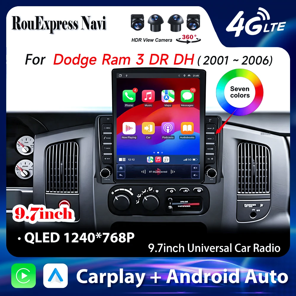 9.7 inch For Dodge Ram 3 DR DH 2001 2002 2003-2006 Carplay Android Multimedia Video Player Radio Samochodowe Autoradio Bluetooth