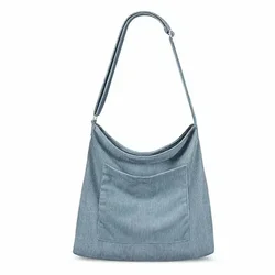 i-PLDW1 Corduroy Tote Bag for Women,Hobo Bag with Zipper