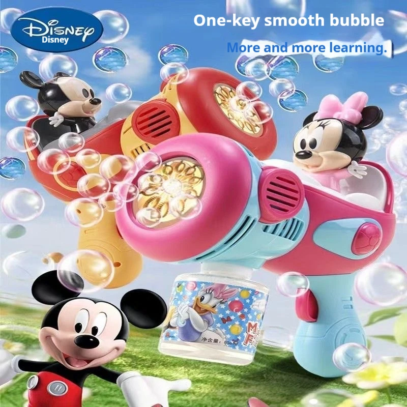 2025 Disney Mickey Electric Bubble Gun Children'S Handheld Multi Hole Bubble Blowing Machine Cartoon Outdoor Play Xmas Kids Toys