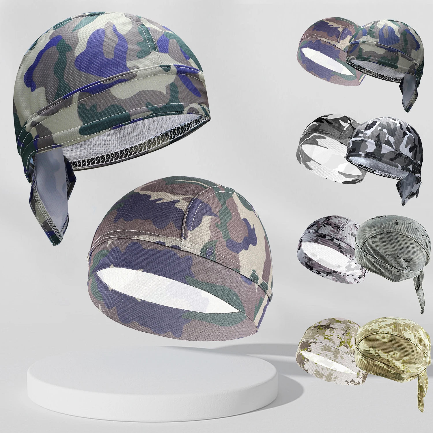 2024 New Summer 2PCS/set Men Printed Cycling Bandana Headscarf Sports Fishing Running Hiking Caps Camouflage Quick Dry Camo Hats