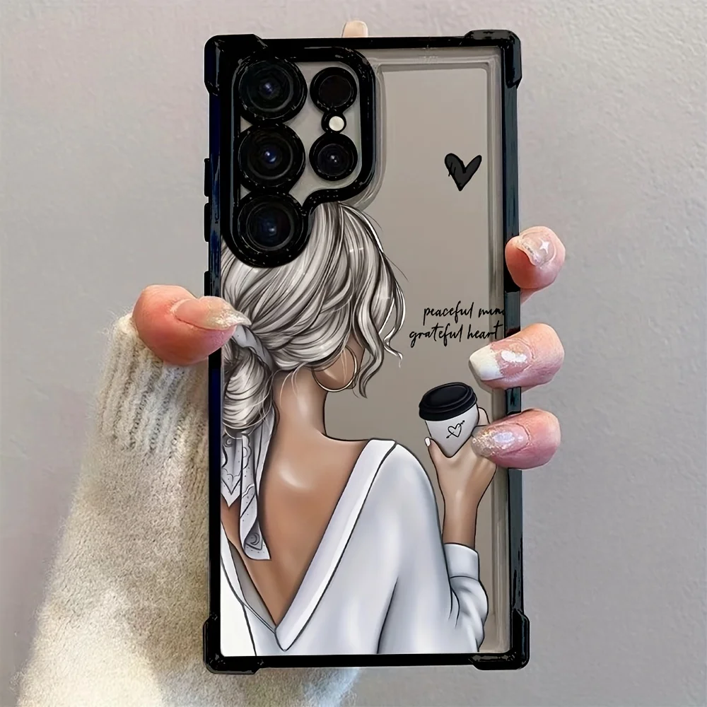 Fashionable urban girl phone case suitable for Samsung Galaxy S26 S25 S24 S23 S22 S20 FE/Ultra/Plus anti drop back cover