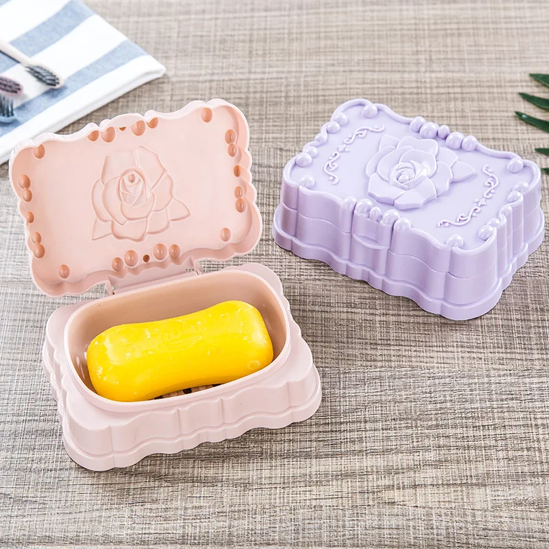 1PC Portable Bathroom Soap Dish With Lid Home Plastic Soap Box Keeps Soap Dry Soap Dish Travel Essentials Dropship