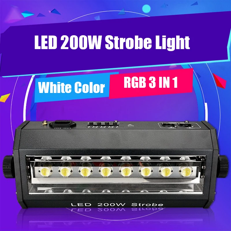 

High Bright Led Blasting Flash Light Led 200W Strobe Light 8Pcs RGB 3 IN 1/White DMX 512 Control For KTV Disco Night Club Party