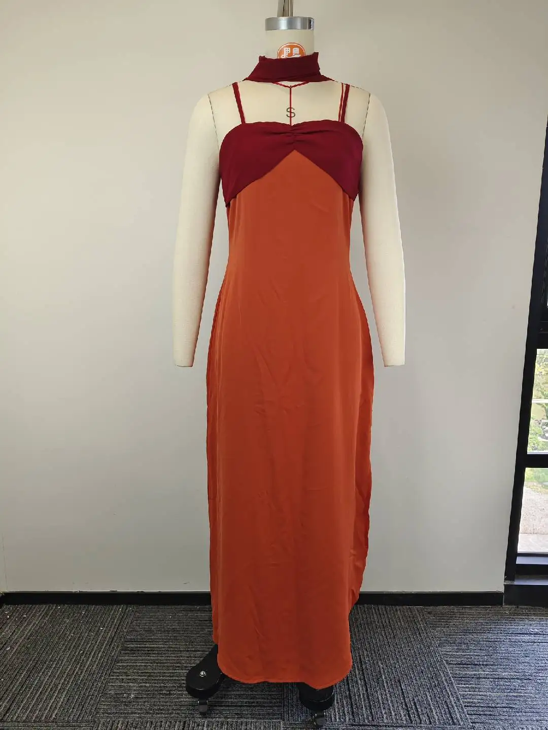Schickes Kleid mit Schal-Kragen und Trägern, Damen Sexy Tailliertes Schlitz-Kleid, Figurbetontes Langes Kleid 2026, Damen Club-Party Vestidos Neu – Detail 6
