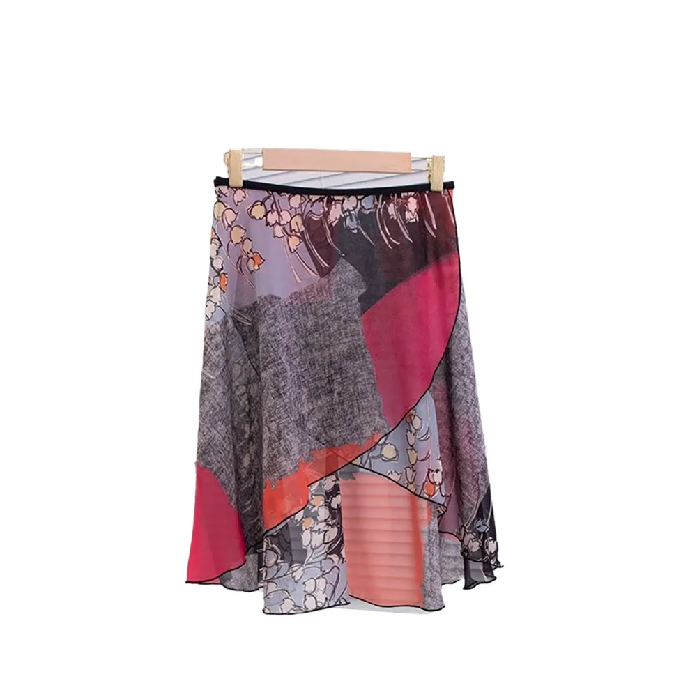 Tutu Cartoon Style Flower Print Women Dancing Skirt Gymnastics Practice Skirt Adult Women Ballet Costume Lyric Skirt