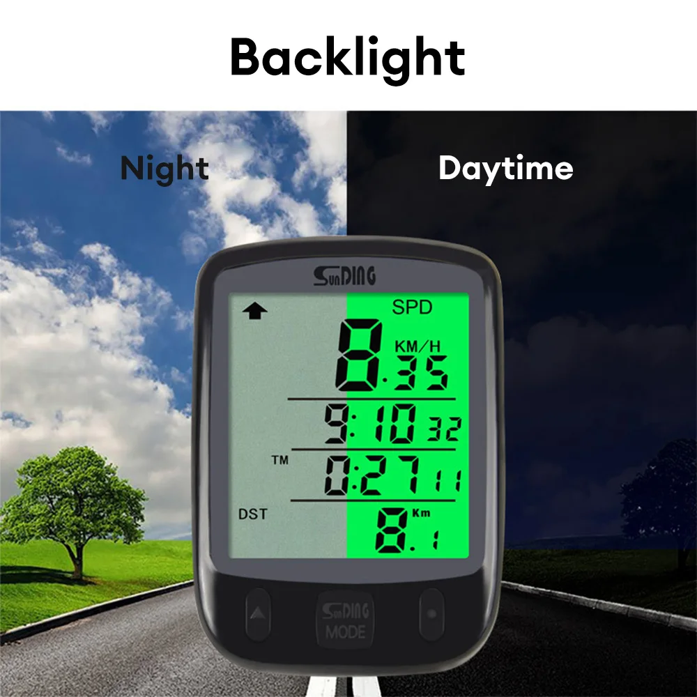 Wired Bike Computer Waterproof Bicycle Odometer LCD Digital Stopwatch Cycling Speedometer MTB Bike Speed Counter with Backlight