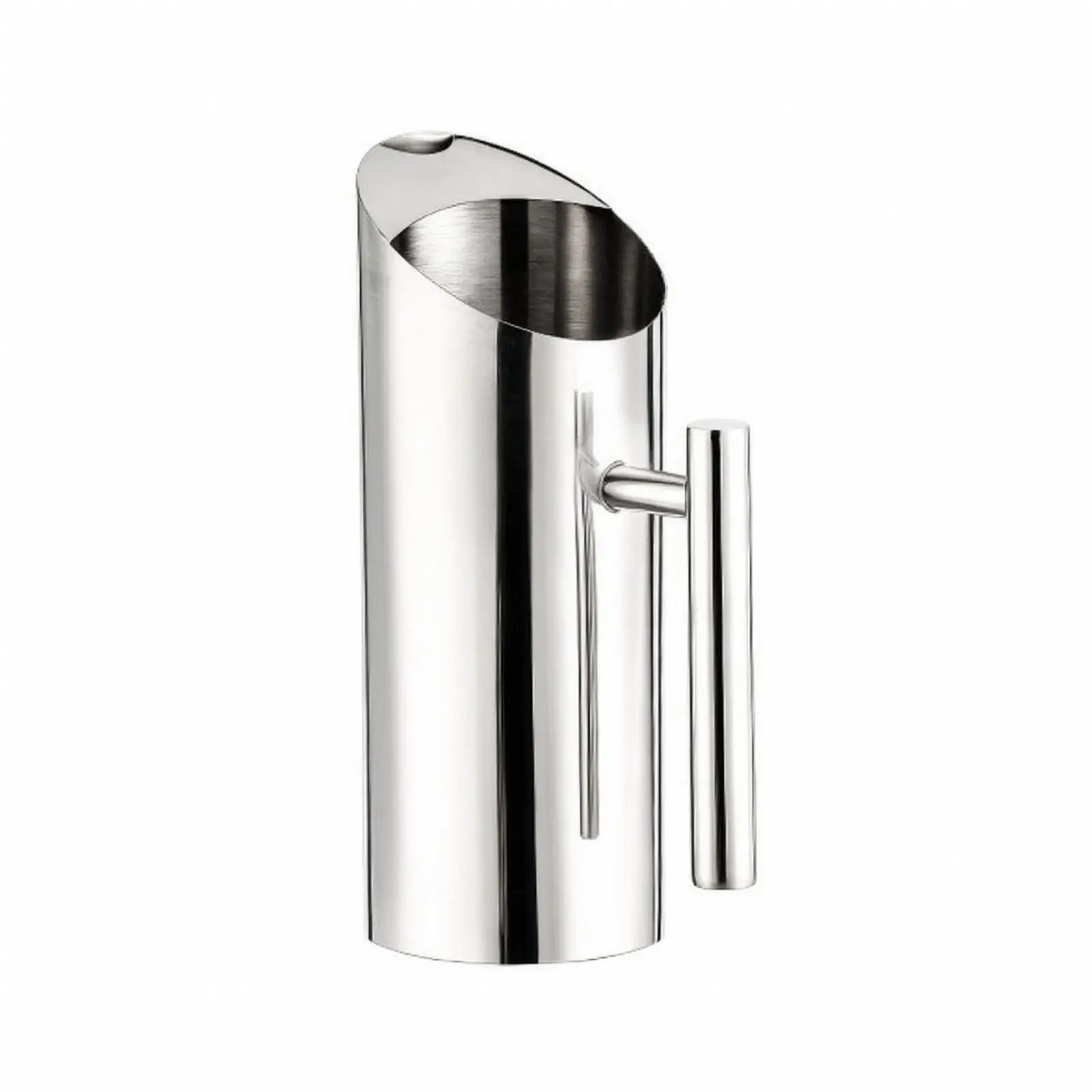 Tall Reflective Steel Water Pitcher with Sturdy Handle for Serving Cold Refreshments Mixed Drinks in Restaurant Cafe Bar Kitchen