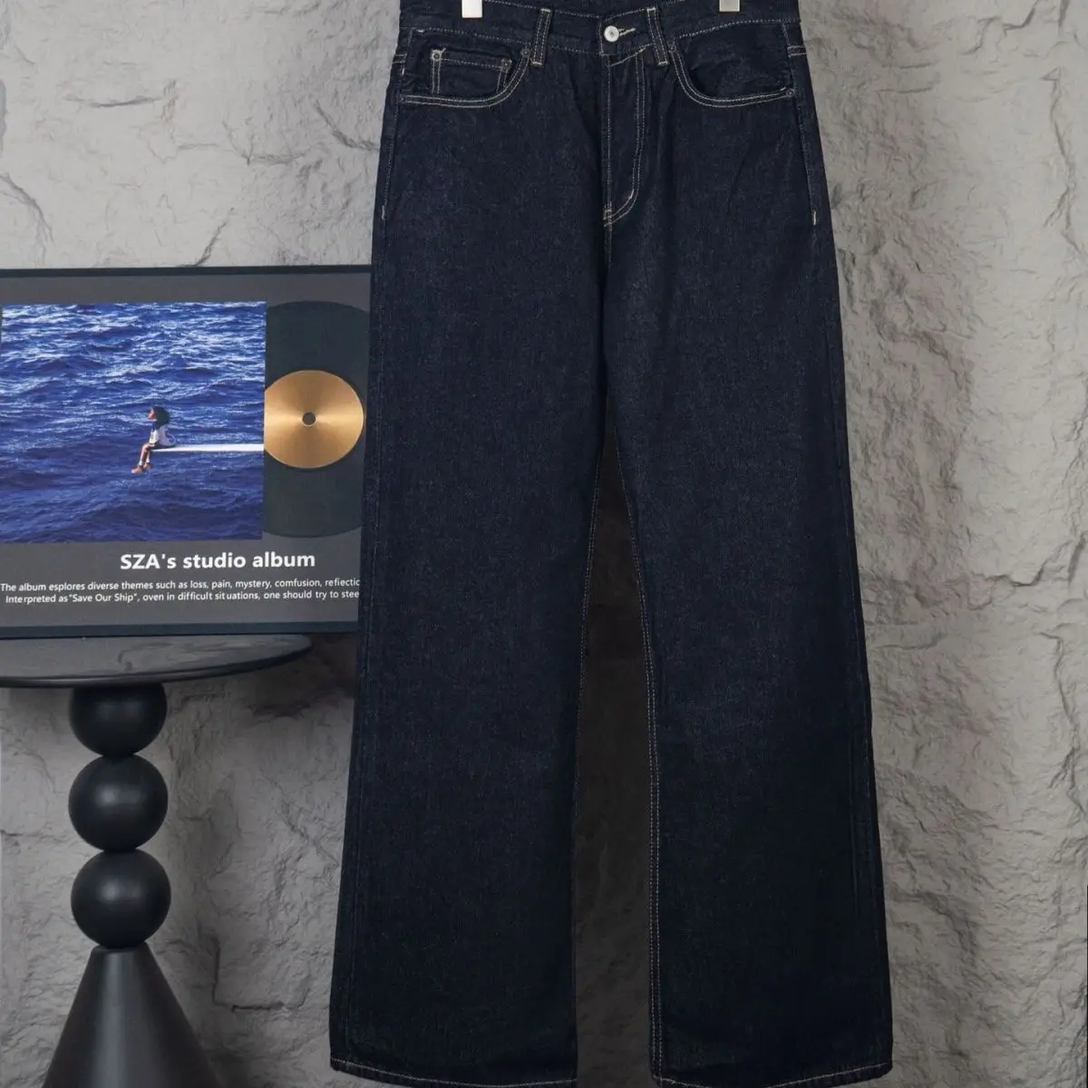 

Women Denim Jeans 2026 Spring New Fashionable Embroidered Mid Wasit Versatile Wide Leg Pants