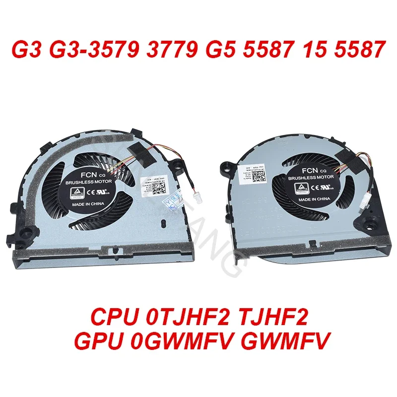 

GPU CPU Fan 0TJHF2 0GWMFV For DELL G3 3579 3779 G5 5587 15 Four Pins Laptop Cooling DC5V 0.5A