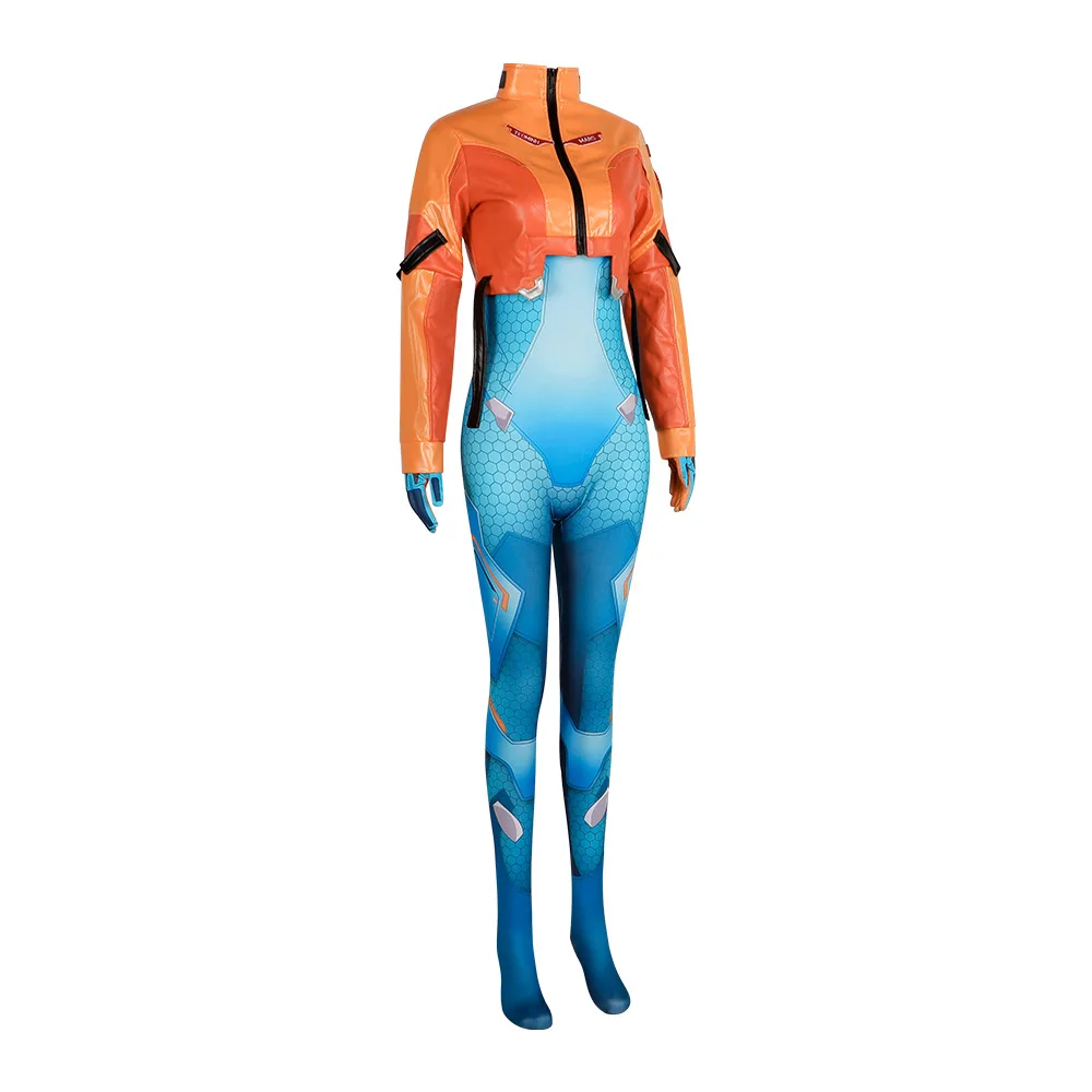 Overwatch2 Juno Cosplay Costume, Game Character Same Style Support Hero Outfit Sexy Tight Jumpsuit Bodysuit Wig Set view 3