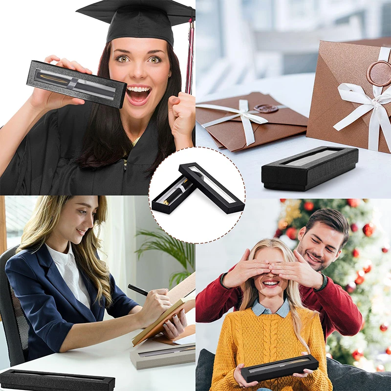 10 Pieces Empty Pen Gift Box Pen Case with Cushion Clear Lid Cardboard Pen Box Pen Display Case