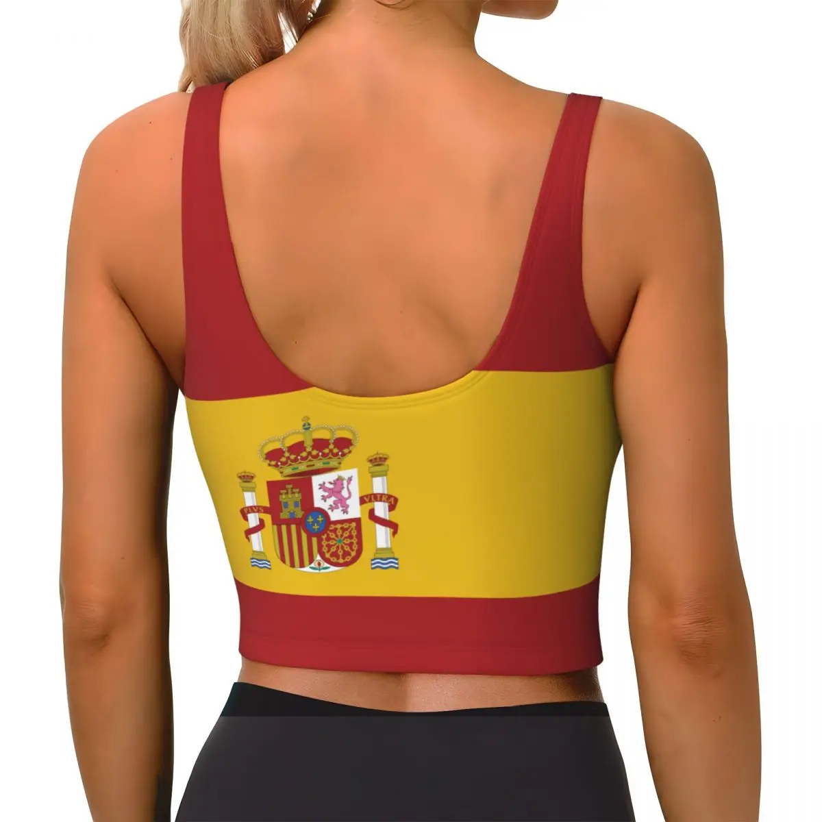 Yoga Vest Women Gym Sports Crop Tops Spain Flag Streetwear Workout Breathable Tank Top Female