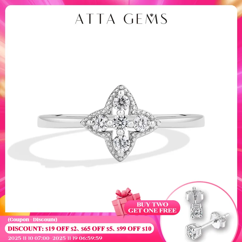 

ATTAGEMS s925 Silver Moissanite Ring for Women 18K Gold Plated Simple Elegant Good Luck Engagement Rings Fine Jewelry Packaging