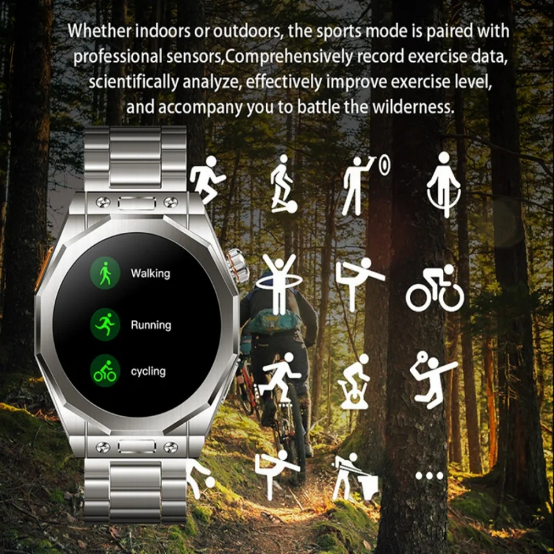 Reloj inteligente para deportes al aire libre, brújula para hombres, Monitor de ritmo cardíaco y salud, reloj inteligente con información de llamada entrante, relojes impermeables