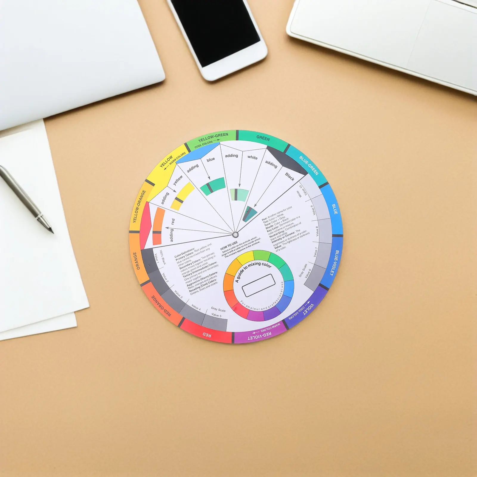 Professional Round Color Wheel for Tattoo Artists Beginners Pigment Standard Tool to Identify Colors Easily Harmonious