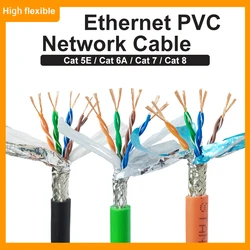Ethernet Network Cable Cat 5E/6A/7/8 RJ45 High Speed 40Gbps 4 8cores 24AWG SFTP Connector Robot Signal Twisted Pair Shield Wire