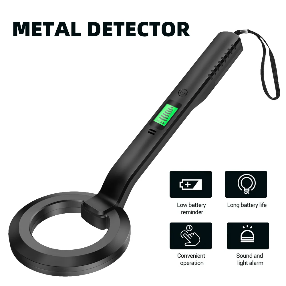 Portable Disc Metal Detector Handheld Coins Gold Finder 360 Degree Scanning Metal Finder Sound Alarm Metal Scanner for Airport