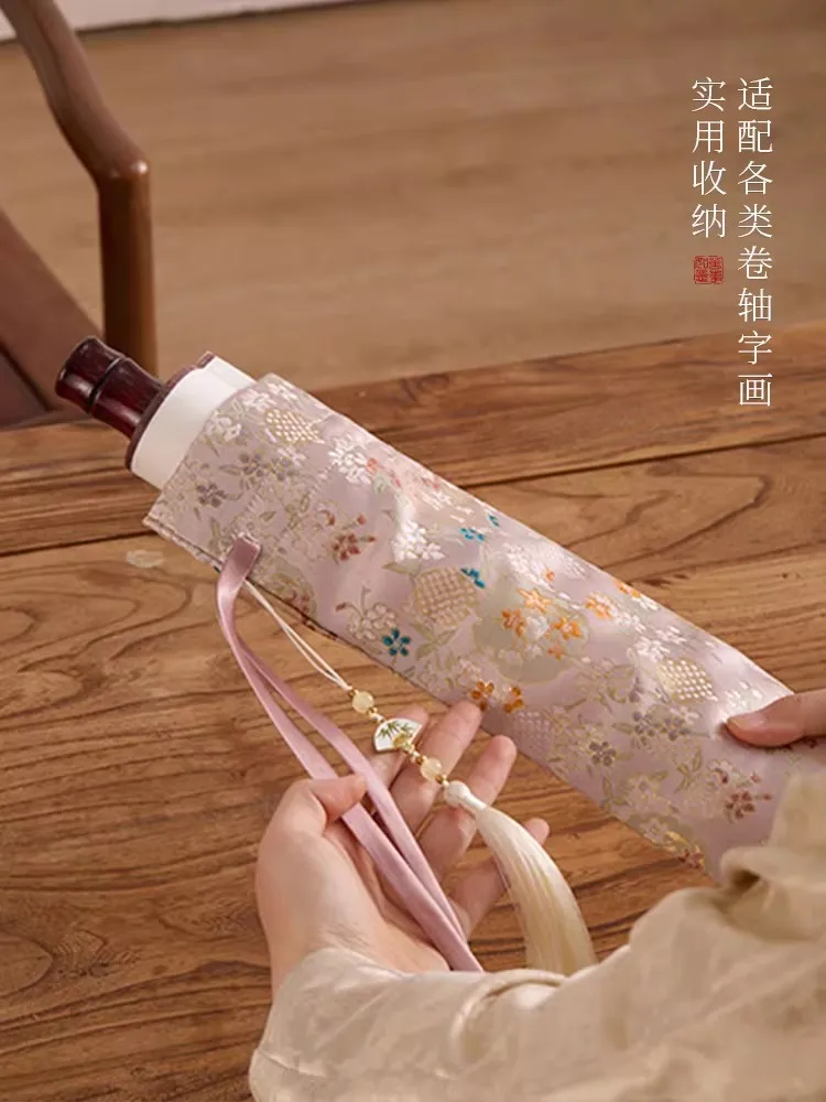 Scroll Painting Storage Case, Chinese Calligraphy Artwork Holder, Protective Paper Bag for Drawing/Painting