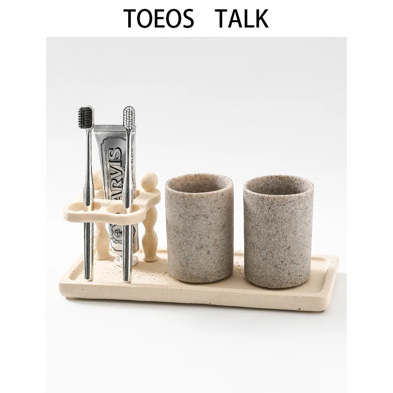 

Creative Couple Dental Care Set Cave Stone Ceramic Toothbrush Cup And Mouthwash Glasses Hotel Decorative Bathroom Accessories