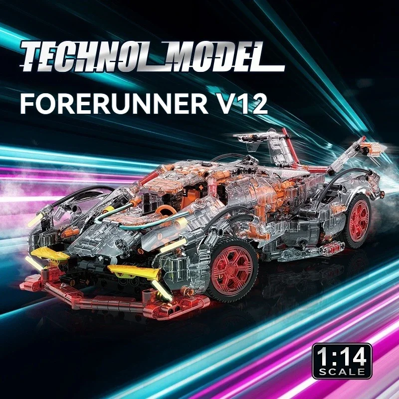

Технические строительные блоки 1:14, скоростной автомобиль MOC, роскошный автогоночный автомобиль с супергонщиками, кирпичи, игрушки для детей, подарок