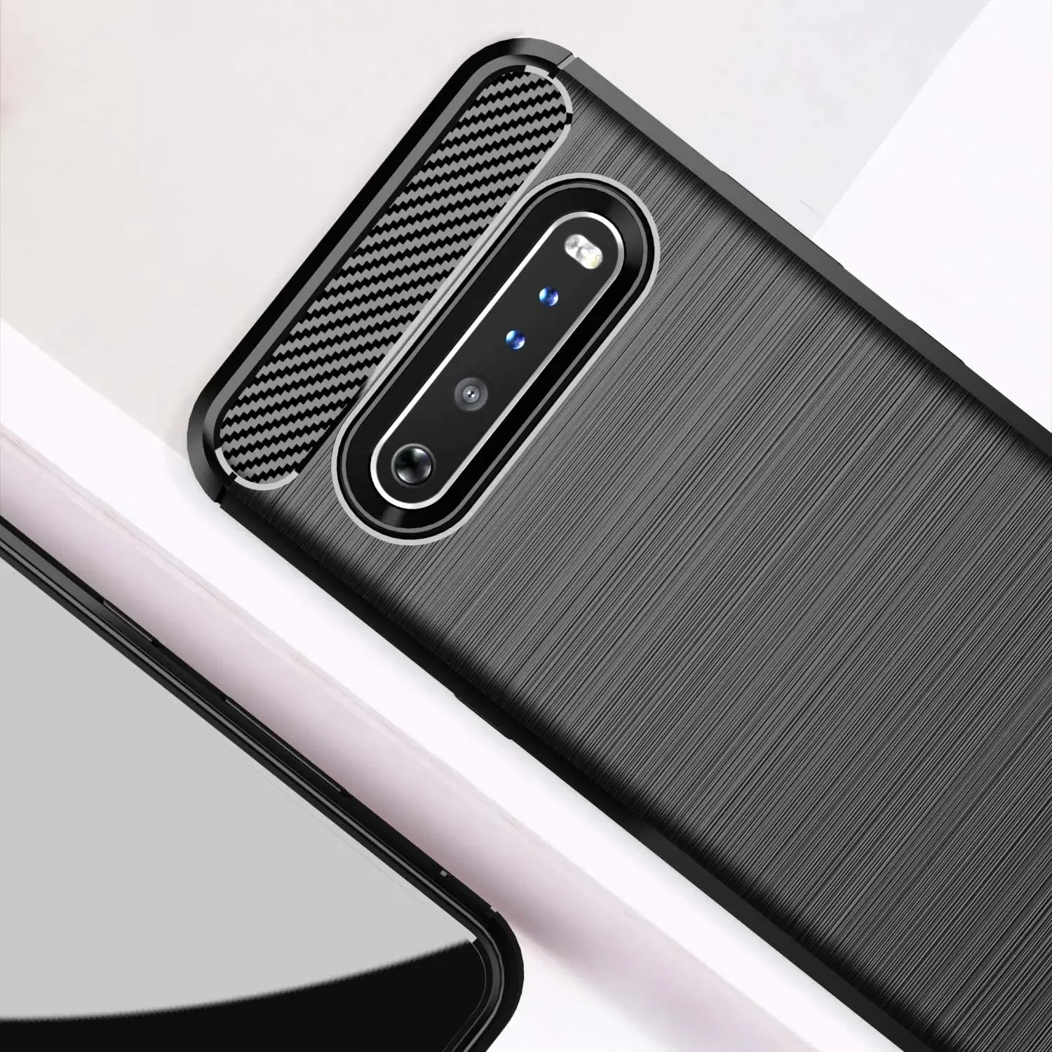 TPU Brushed Case for LG V60 ThinQ V50S V50 V40 V30 V35 V30S Soft Silicon with Texture Carbon Fiber Design Cover