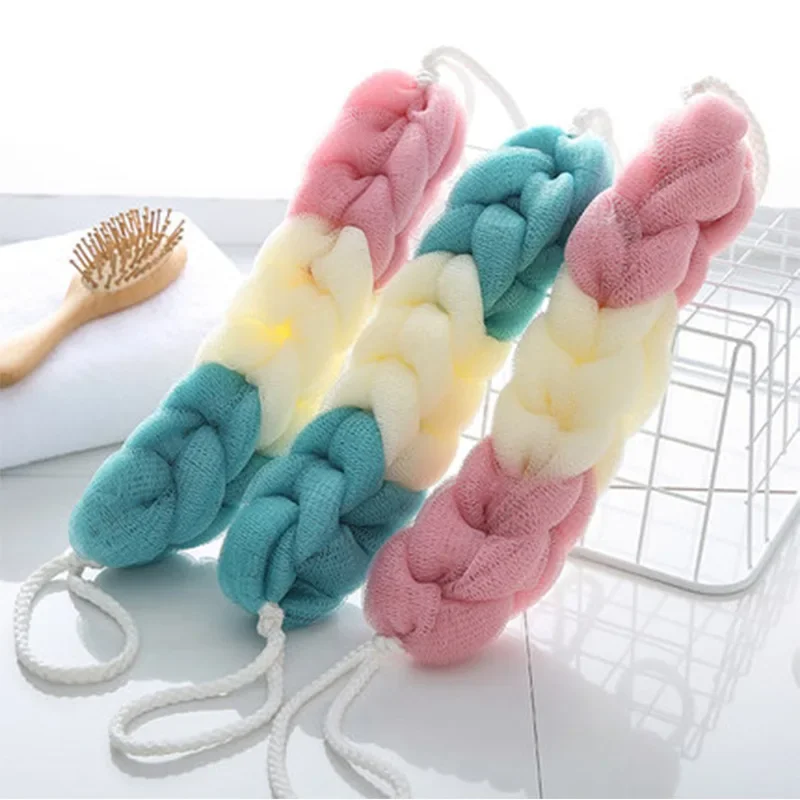 Simple Colour Block Bath Sponge Foaming Mesh Mesh Shower Sponge Extra Long Mud Rubbing Bath Towel Shower Use ﻿