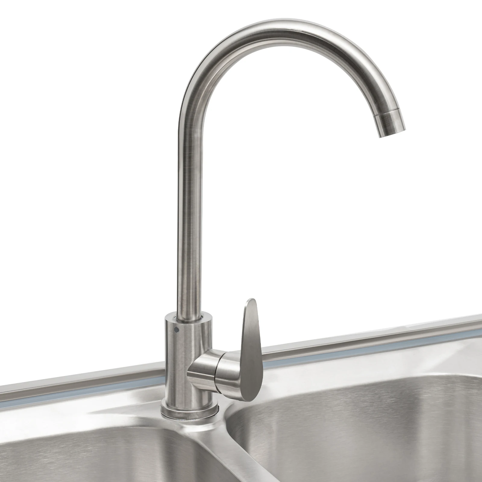 Free Standing Stainless Steel Kitchen Sink Dual Bowl with 360° Rotatable Faucet Strong Bearing Capacity