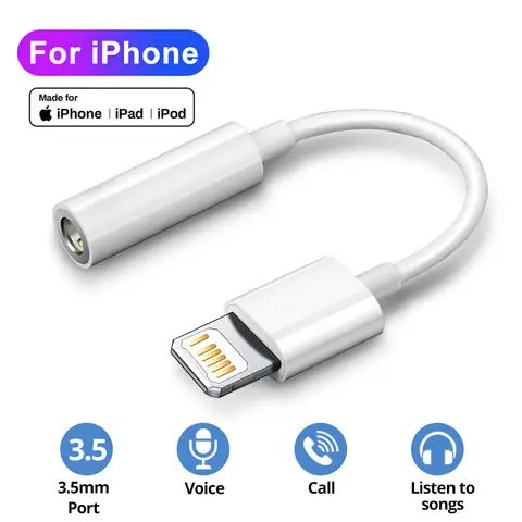 애플 오리지널 라이트닝 3.5 Mm 잭 헤드폰 Aux 케이블 어댑터 아이폰 14 13 12 11 프로 X XS XR 8 플러스 커넥터 오디오 스플리터