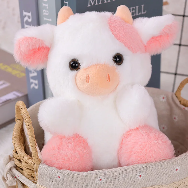 Kawaii Strawberry Cow Plush Toy for Children, Soft Doll, Multicolor Pillow, Holiday Gift, 20cm