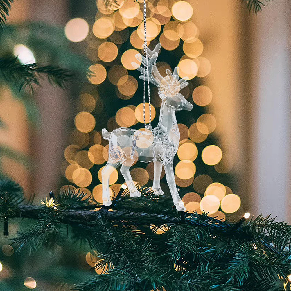

6pcs Clear Ornaments Acrylic Festive Holiday Decor Diy Hanging Decorations Christmas Winter Desktop Figurines Yard Deer
