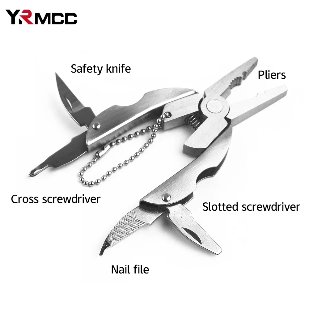 Multifunctional Pliers Portable Stainless Steel Multi-Tool Pliers Knife Keychain Screwdriver for Outdoor Camping RV Car Tools