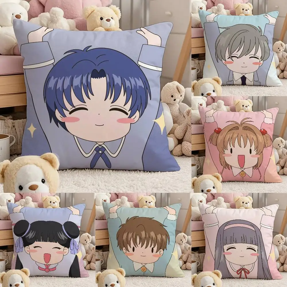 

Anime C-Cardcaptor S-Sakura Pillow Case Comfort Sofa Bed Silky Elegant Invisible Zipper Custom Decorative Cushion Cover