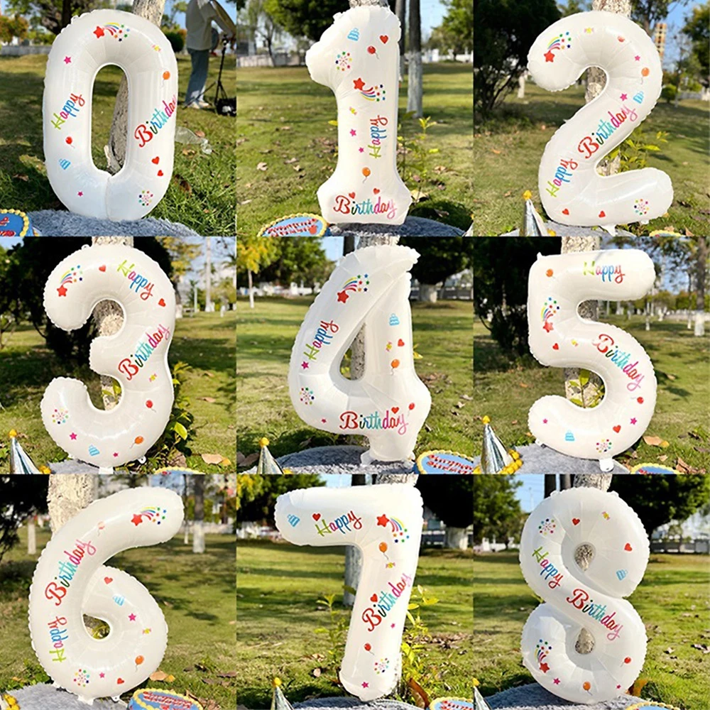 

32inch White Number Foil Balloon Baby Shower Kids Adult Happy Birthday Party Wedding Decoration Globos Anniversary Party Supplie