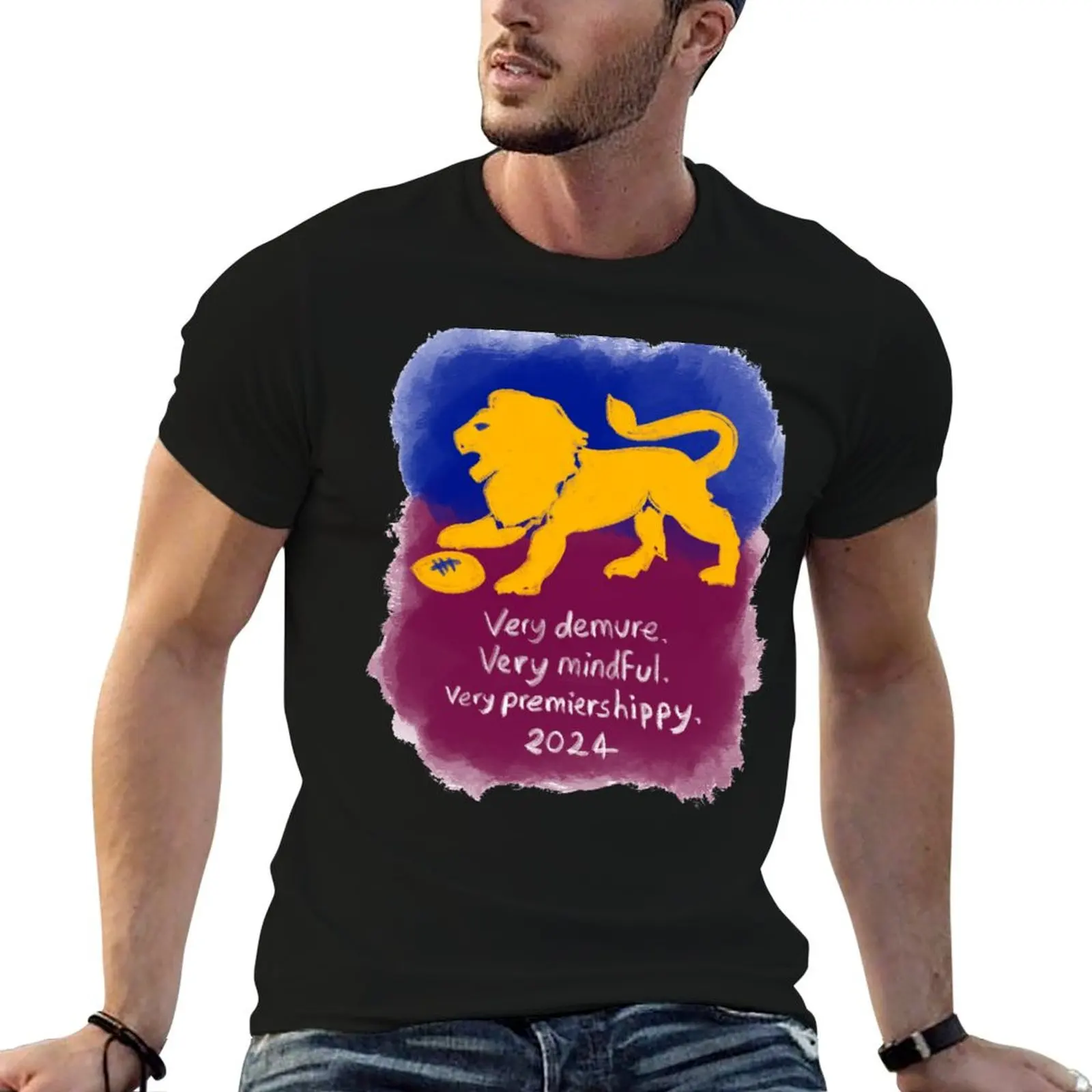 Brisbane Lions Premiers T-Shirt oversized oversized graphic tee custom shirt anime t shirts mens clothing