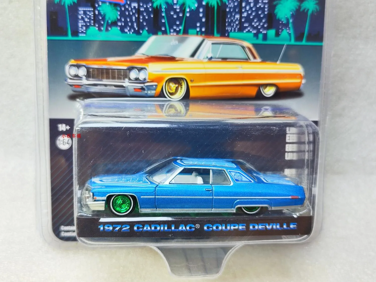 1: 64 California Lowly 2 1972 Cadillac Coupe deVille - Customized Baby blue Green Machine Collection of car models