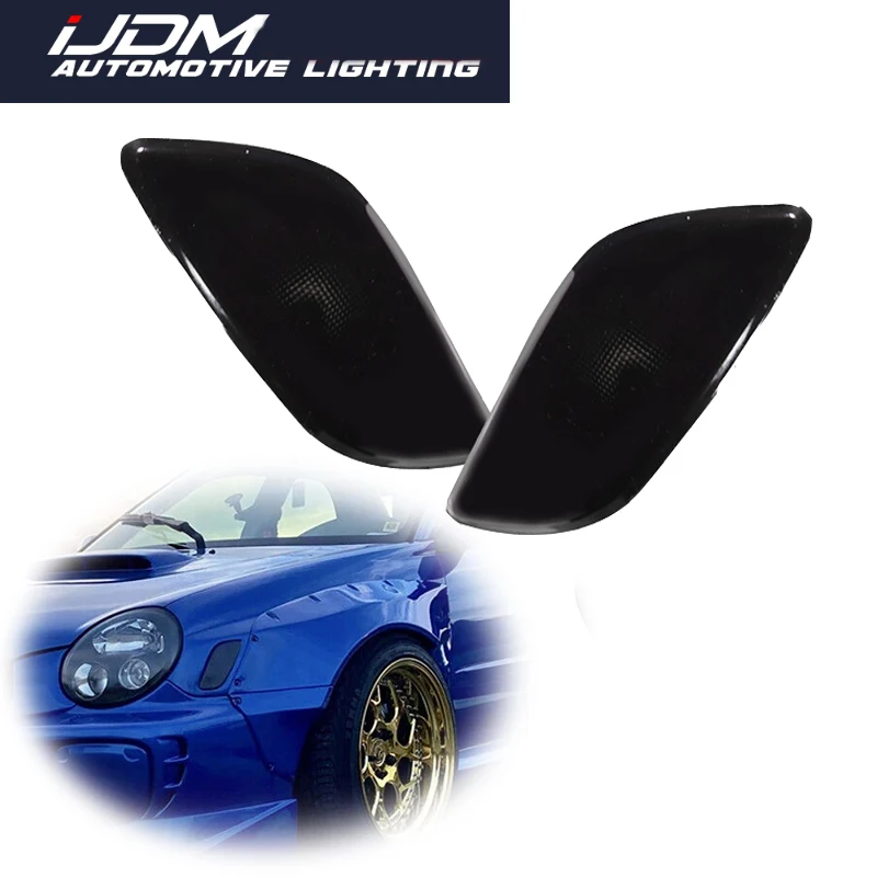 For 2002 2003 Subaru Impreza RS / TS / WRX Smoked Lens Car Front Bumper Side Marker Parking Light Cover Shells No Bulb/Socket