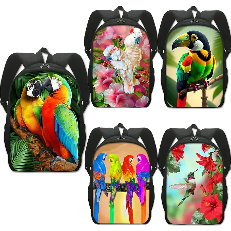 

Floral Birds Print Backpack Women Men Cute Hummingbird Parrot School Bags for Kids Bookbag Laptop Daypack Rucksacks Gift