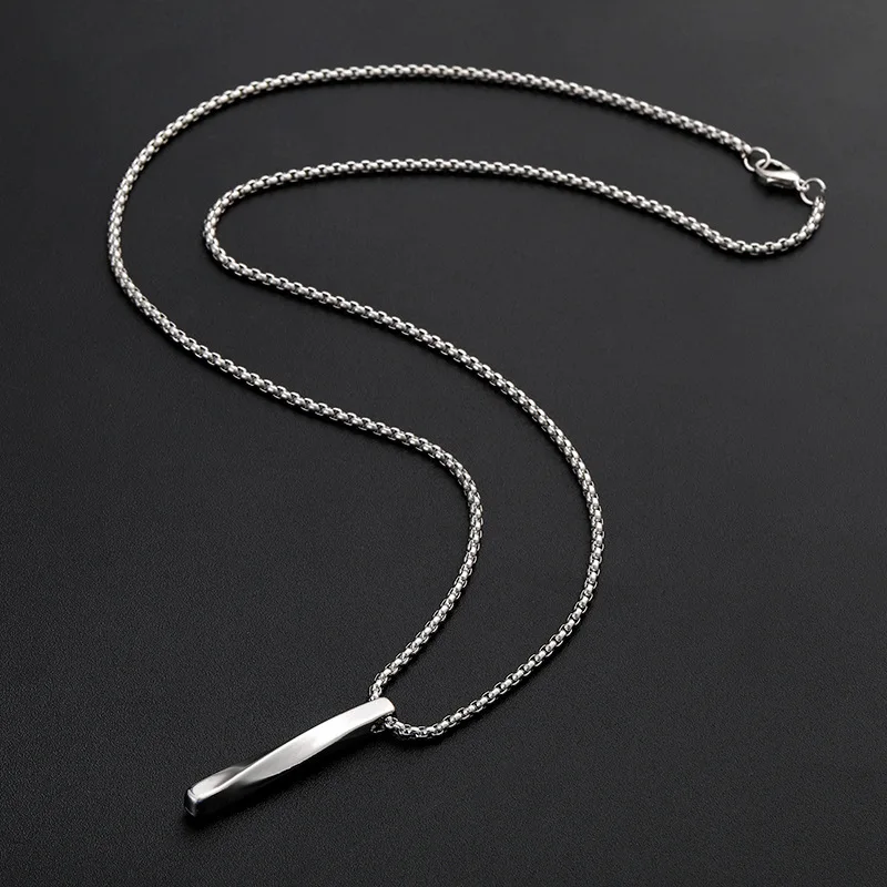 2023 Gothic Fashion New Pendant Curved Long Necklace Men Punk Trendy Simple Titanium Stainless Steel Chain Mens Jewellery Gifts