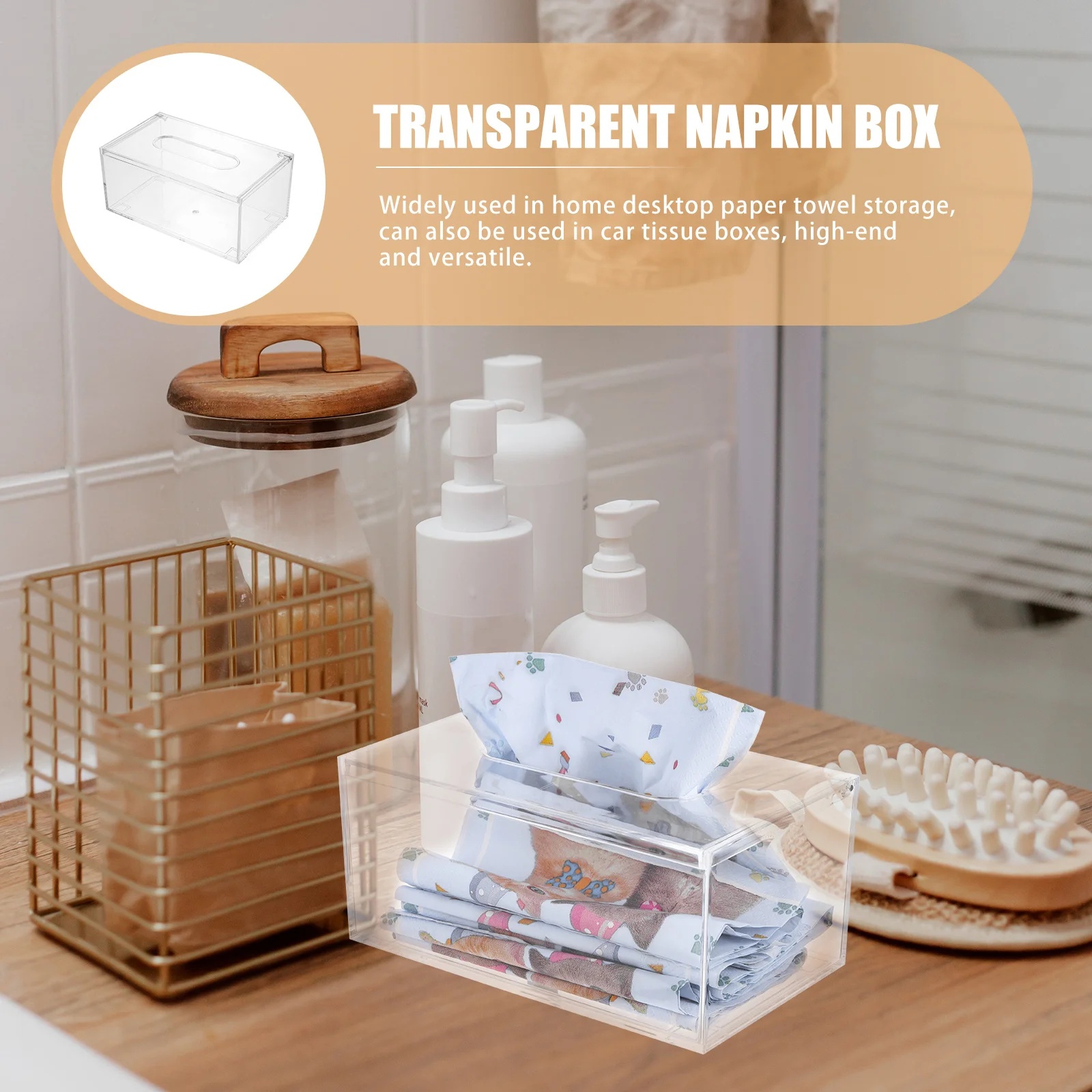 صندوق مناديل على شكل فليب، تصميم أنيق من الأكريليك الفاخر، سهل الاستبدال، حامل المناشف الورقية، سطح المكتب، استخدام الأنسجة الشفافة