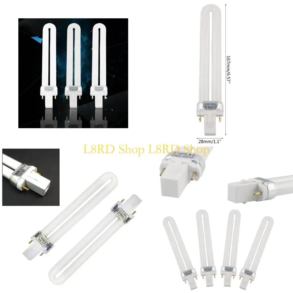 L8RD 9W Dryer UV Lamp Tube Light Bulbs Gel Nails Art Gel Dryer Replacement Curing Tools