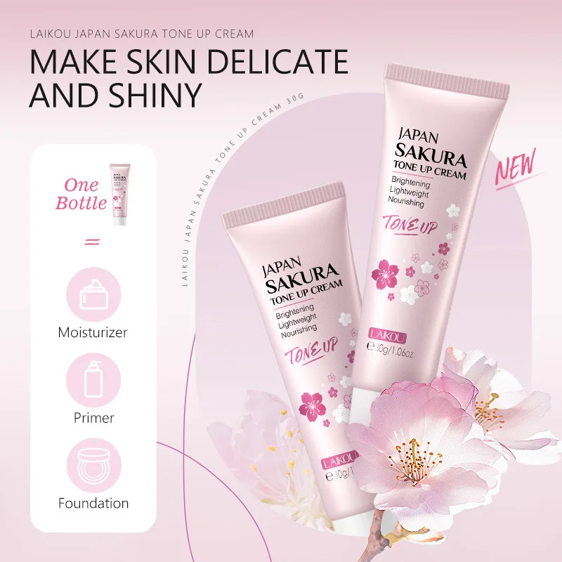 Women Concealer BB Cream Base Makeup Oil-control Long-lasting Moisturizing Cosmetics Waterproof Sweatproof Sakura Tone Up Cream